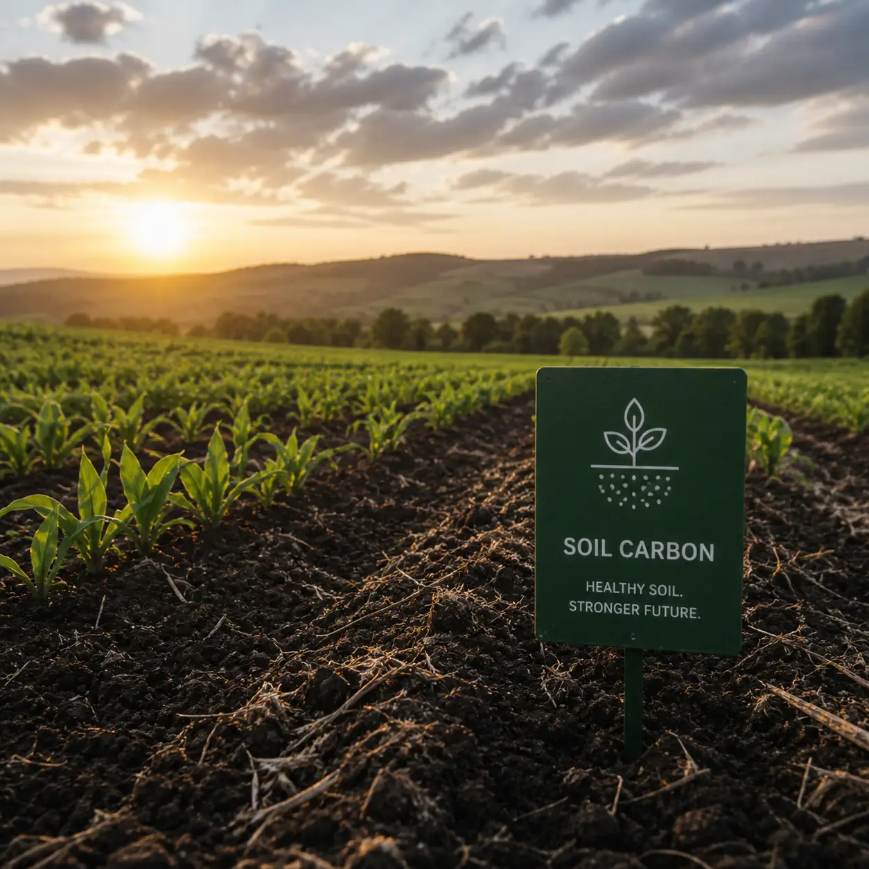 Agricultural soil carbon credit project illustration