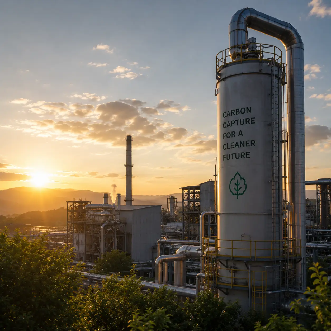 Industrial carbon capture project illustration