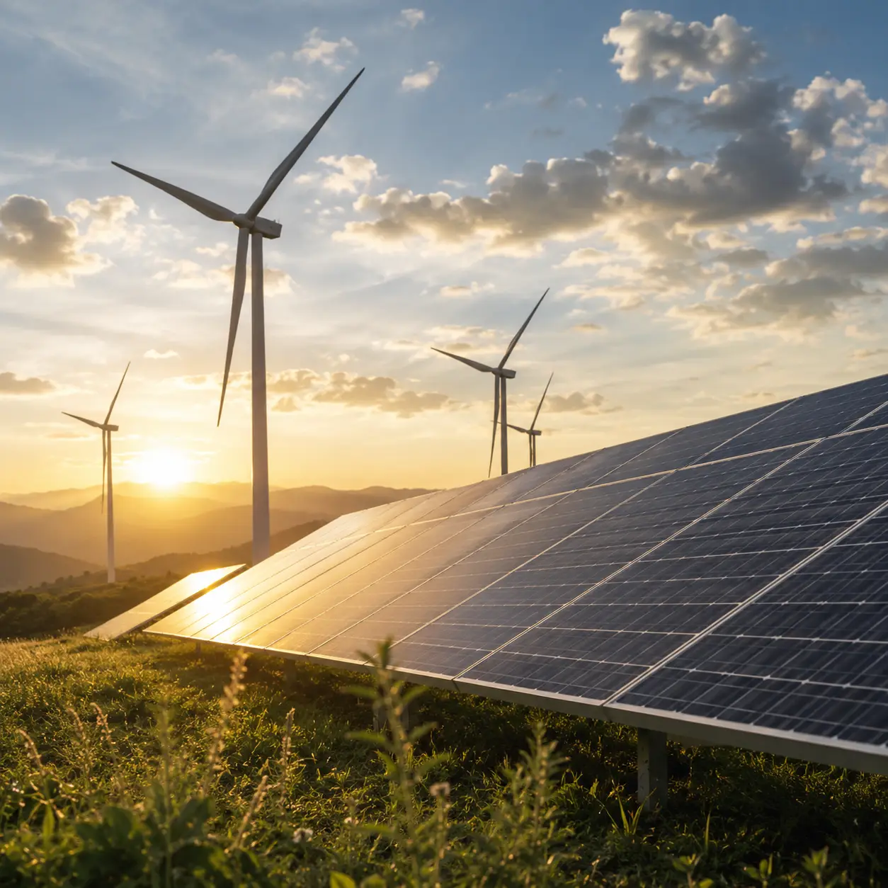 Renewable energy carbon credit project illustration